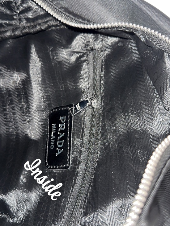 P R A Black Nylon Small Backpack with Chain Accent main image 4